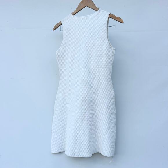 Theory Branteen White Stretch Tank Mini Dress Flared Small Waffle Knit Basic - Picture 5 of 6